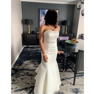 Strapless Trumpet Wedding Dress with Ribbon Waist